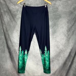 NEW LuLaRoe OS Dream Holiday Leggings Christmas Trees PJs Comfy Navy Blue Travel
